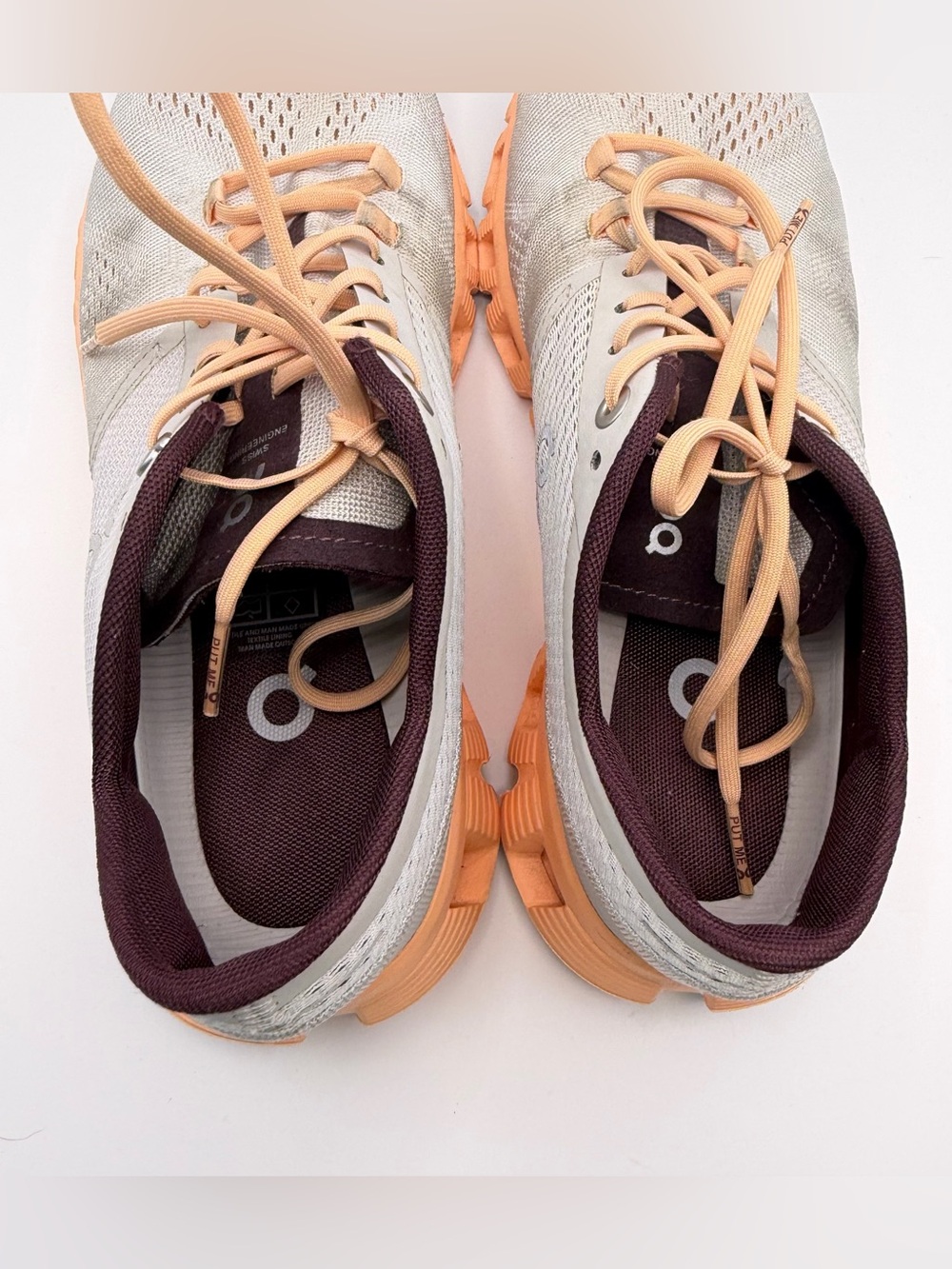 On Running Women’s Cloud Sneakers Size 7.5 Gray Peach Swiss Engineering Athletic - Picture 6 of 10